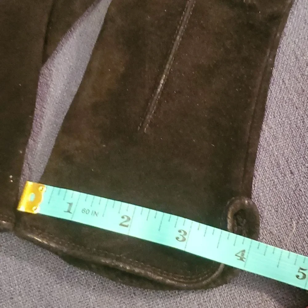 ISOTONER small suede Leather Brown Suede Knit lined Pair‎ gloves Vintage